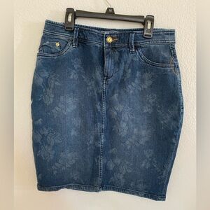 Tommy Bahama Women’s Denim Floral Mini Skirt, Blue Size 4